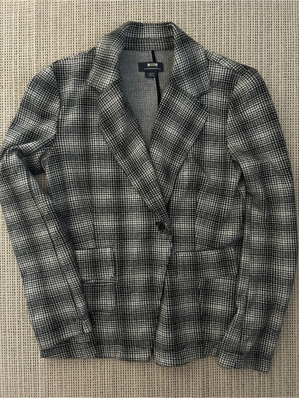Anthropologie Black & White Plaid Tailored Blazer - never worn.